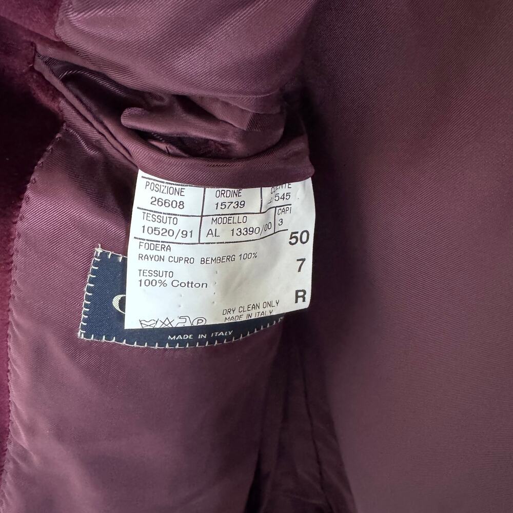 CANALI Burgundy Velvet Single Breasted Sport Coat 50 R Smoking Jacket Blazer - Picture 5 of 5